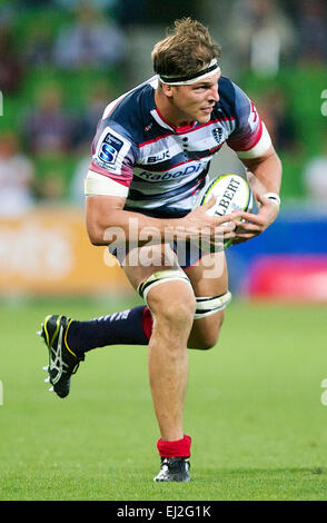 Melbourne, Victoria, Australia. 20 Mar, 2015. LUKE JONES dei ribelli di Melbourne in azione durante il 2015 Super Rugby Rd 6 gioco tra i ribelli di Melbourne e il Lions a AAMI Park. I Lions battere i ribelli di Melbourne 20-16. Credito: Tom Griffiths/ZUMA filo/Alamy Live News Foto Stock