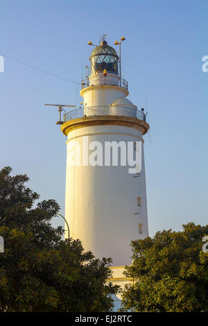 Il famoso faro di La Malagueta a Malaga Spagna Foto Stock