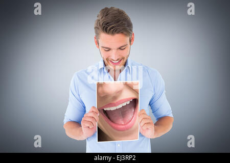 Immagine composita di close up della donna che ride Foto Stock