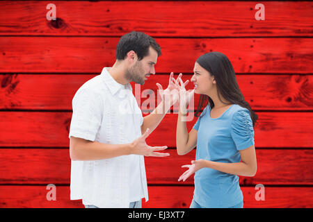 Immagine composita di bruna arrabbiato grida al ragazzo Foto Stock