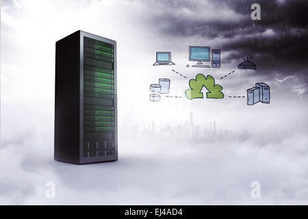 Immagine composita del cloud computing doodle Foto Stock