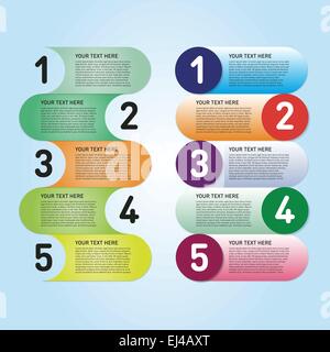 Un set di colorati numerati tag arrotondati per una infografica Illustrazione Vettoriale