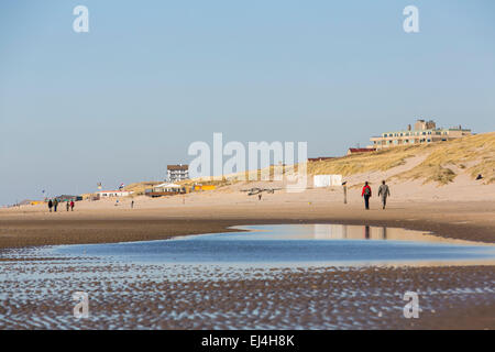 Spiaggia, costa del Mare del Nord, Bergen aan Zee, North Holland, Paesi Bassi, Foto Stock