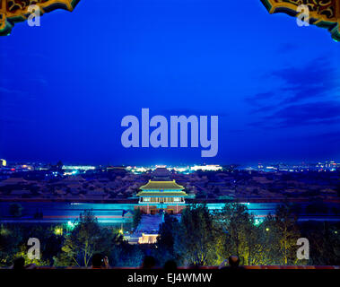 La notte della Città Proibita di Pechino CINA Foto Stock