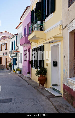 Tipiche Case in Mytilene a Lesbo, Grecia. Foto Stock