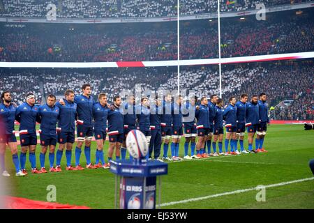 Twickenham, Londra UK. Xxi Mar, 2015. 6 Nazioni di Rugby internazionale. Tra Inghilterra e Francia. Il team francese line-up Credit: Azione Plus sport/Alamy Live News Foto Stock