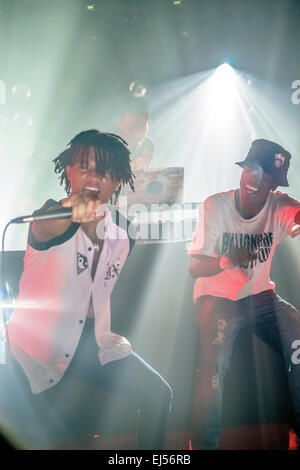 La Mississippi Hip Hop Duo Sremmurd Rae e special guest suonare dal vivo al SXSW 2015. All'Hype hotel di Austin Texas USA sabato 21 marzo 1am-2am. Foto Stock