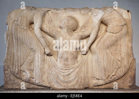 Trono Ludovisi. Greco classico rilievo marmoreo da circa 460 BC. Museo Nazionale Romano, Palazzo Altemps, Roma, Italia. Afrodite che sorgono dal mare è che raffigura nel pannello anteriore del Trono Ludovisi. Foto Stock