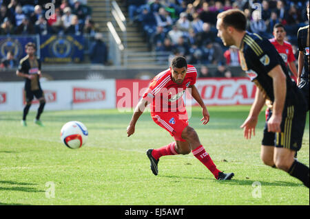 Chester, Pennsylvania, USA. Xxi Mar, 2015. FC Dallas, AKINDELE TESHO, (13) in azione FC Dallas battere l'Unione 2-0 in PPL Park di Chester Pa © Ricky Fitchett/ZUMA filo/Alamy Live News Foto Stock