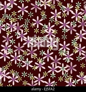 Vettore di Seamless pattern floreali scuri su sfondo rosso Illustrazione Vettoriale