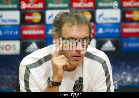 Paris Saint Germain UEFA Champions League conferenza stampa tenutasi presso l'ArenA di Amsterdam offre: Laurent Blanc dove: Amsterdam, Paesi Bassi Quando: 16 Set 2014 Foto Stock