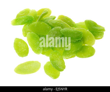 Green fette di ananas isolati su sfondo bianco Foto Stock