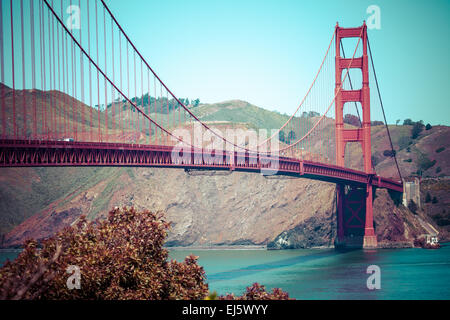 Golden Gate bridge vivid giorno paesaggio, San Francisco Foto Stock