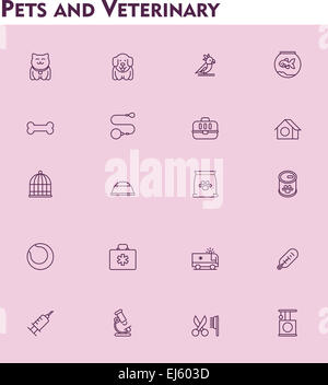 Veterinario e animali domestici icona impostare Foto Stock