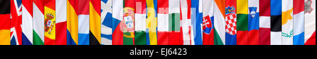 Le 28 bandiere nazionali dell'Unione europea Foto Stock