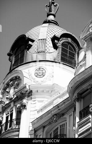 Vecchio edificio ornamentali in Gran Via a Madrid, Spagna Foto Stock