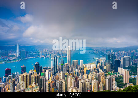 Hong Kong Cina cityscape da Victoria Peak. Foto Stock