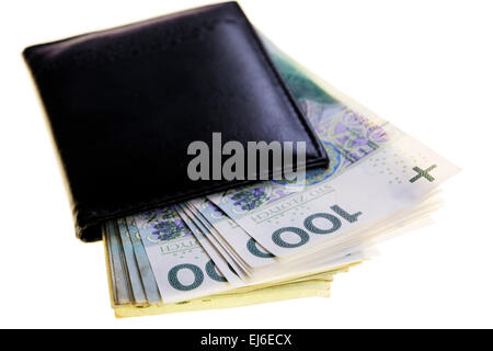Lucidare le banconote di un centinaio di zlotys Foto Stock