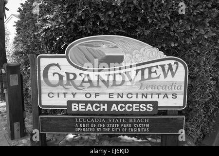 Grandview accesso alla spiaggia in Encinitas, CA, ingresso sign Foto Stock