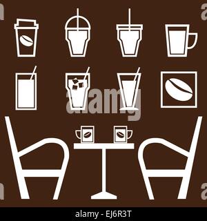 Set di bevande in coffee shop, vettore di stock Illustrazione Vettoriale