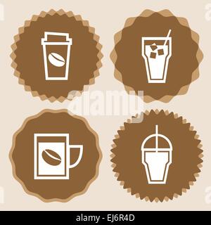 Set di tazza di caffè badge icone, vettore di stock Illustrazione Vettoriale