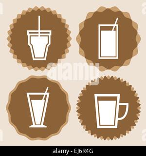 Set di tazza di caffè badge icone, vettore di stock Illustrazione Vettoriale