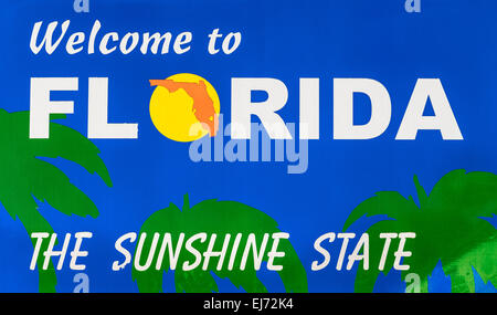 Benvenuti in Florida il cartello stradale Foto Stock