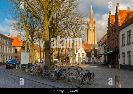 Walplein quadrato di Brugge, in Belgio. Foto Stock