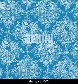 Blu fiori di pizzo seamless sfondo pattern Foto Stock