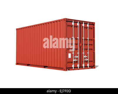 Rosso contenitore di carico isolato su bianco, 3d illustrazione Foto Stock