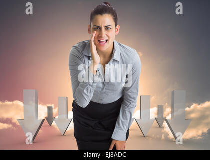 Immagine composita di imprenditrice urlando Foto Stock