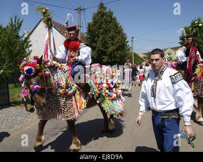 Cavalcata dei Re a Vlcnov, Repubblica Ceca Foto Stock