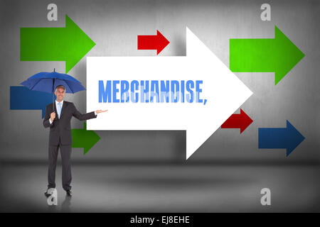 Merchandise contro le frecce rivolte Foto Stock