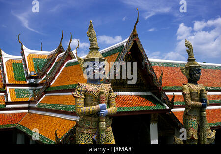 Thailandia, Bangkok, Wat Phra Kaew, tempio del Buddha di Smeraldo Foto Stock