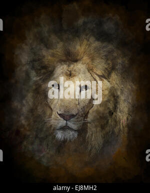 Acquerello Immagine di Lion Foto Stock