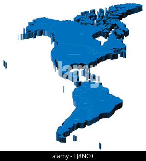 Mappa 3d delle Americhe Foto Stock