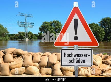 Alluvione in Magdeburg Foto Stock