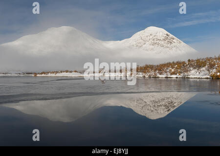 Montagne che si riflettono in un lago, Rondane, Norvegia Foto Stock