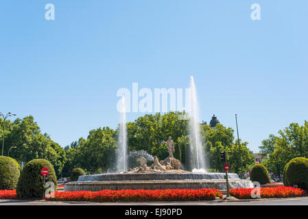 Fontana di Nettuno a Madrid Foto Stock