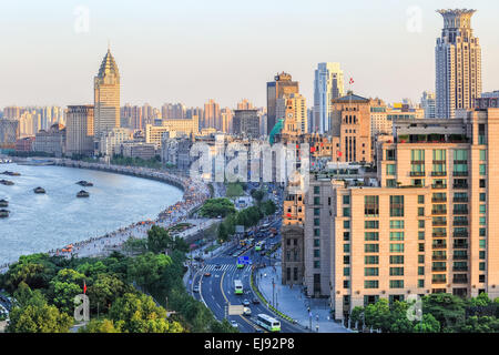 Bella shanghai bund al crepuscolo Foto Stock