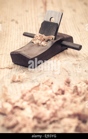 Piccola Pialla per legno e trucioli closeup Foto Stock