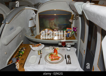Primo posto di categoria in Airbus A380 Foto Stock