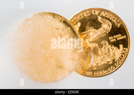 Golden Eagle coin emergente dal Deep Freeze Foto Stock