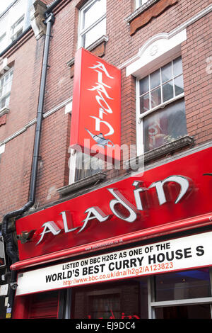 Aladin Curry Indiano House Restaurant, Brick Lane; Spitalfields; Londra; Inghilterra; Regno Unito Foto Stock