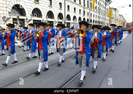 Brass Band musicale al Oktoberfest a Monaco di Baviera Foto Stock