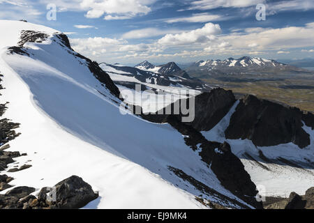 Vista da Sarek NP a Mt. Akka, Lapponia, Svezia Foto Stock