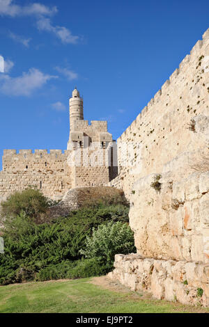 Le antiche mura di Gerusalemme Foto Stock