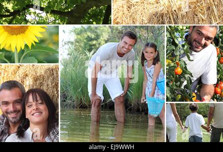 Il collage che illustra la grande all'aperto Foto Stock