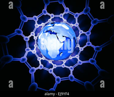 Messa a terra all'interno di un nanotubo di carbonio struttura - concetto di nanotecnologia Foto Stock