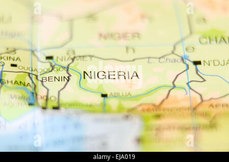 Il nigeria sulla mappa Foto Stock